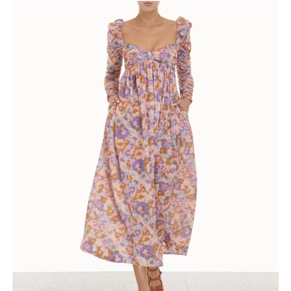 Zimmermann Dress, Violet floral midi dress in purple